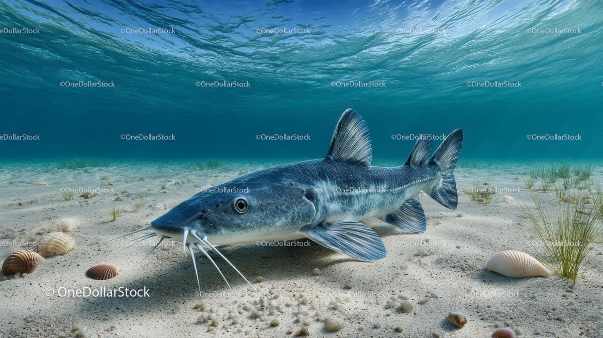 Catfish Swimming Gracefully on Ocean Floor
