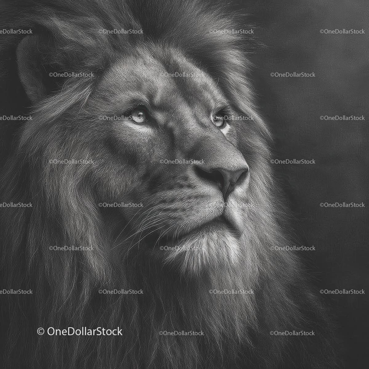 Majestic Lion in Stunning Monochrome Portrait