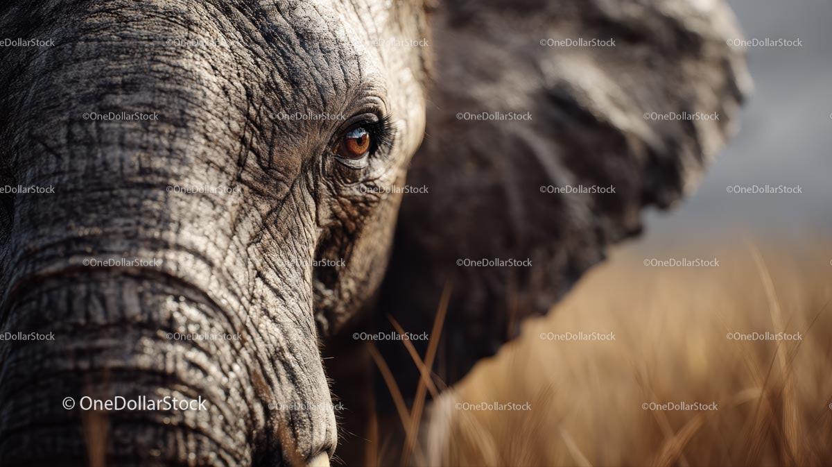 Close-Up of an Elephant's Eye in the African Savanna