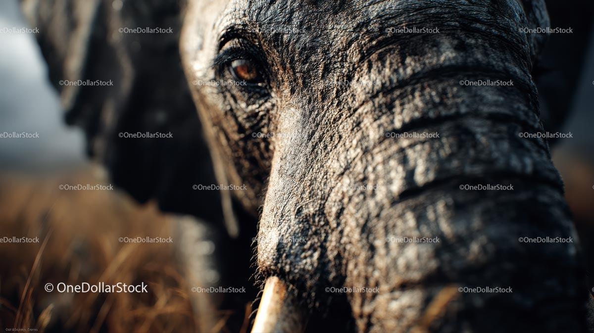 Close-Up Portrait of an Elephant in the African Savannah
