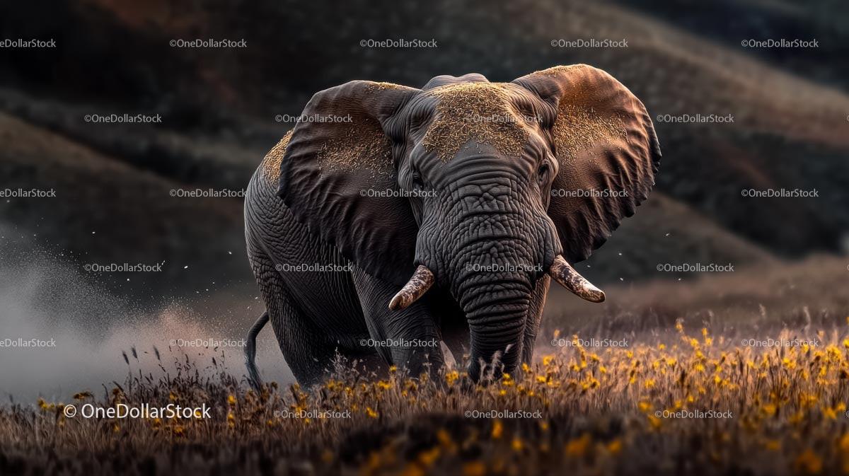 Majestic Elephant in the Wild African Savanna