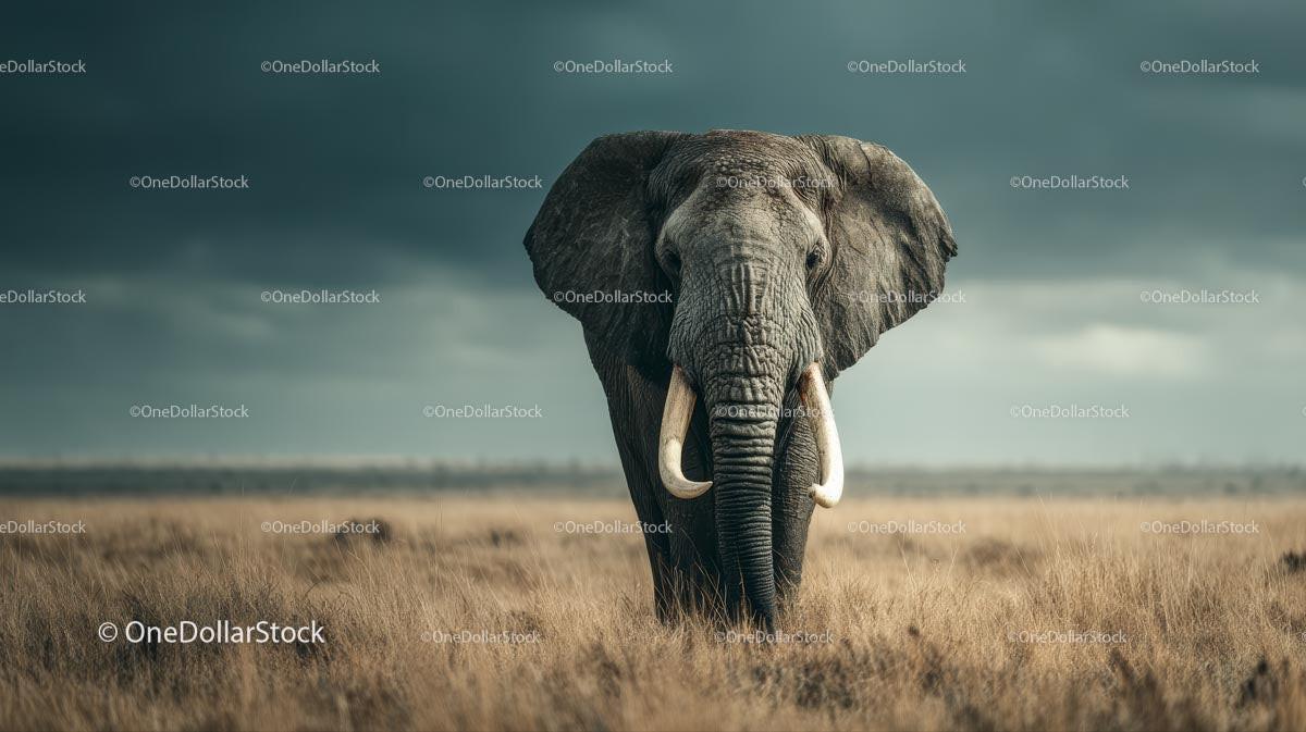 Majestic Elephant Standing on African Savannah