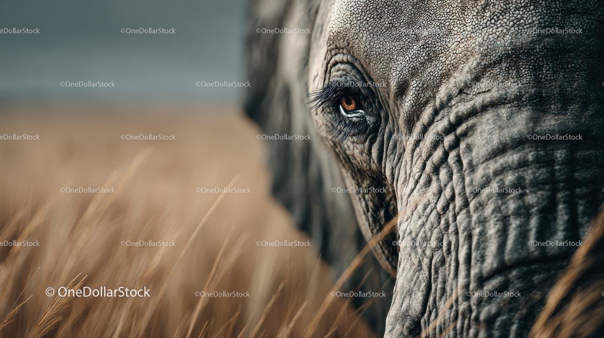 Close-Up of Majestic Elephant in Natural Habitat