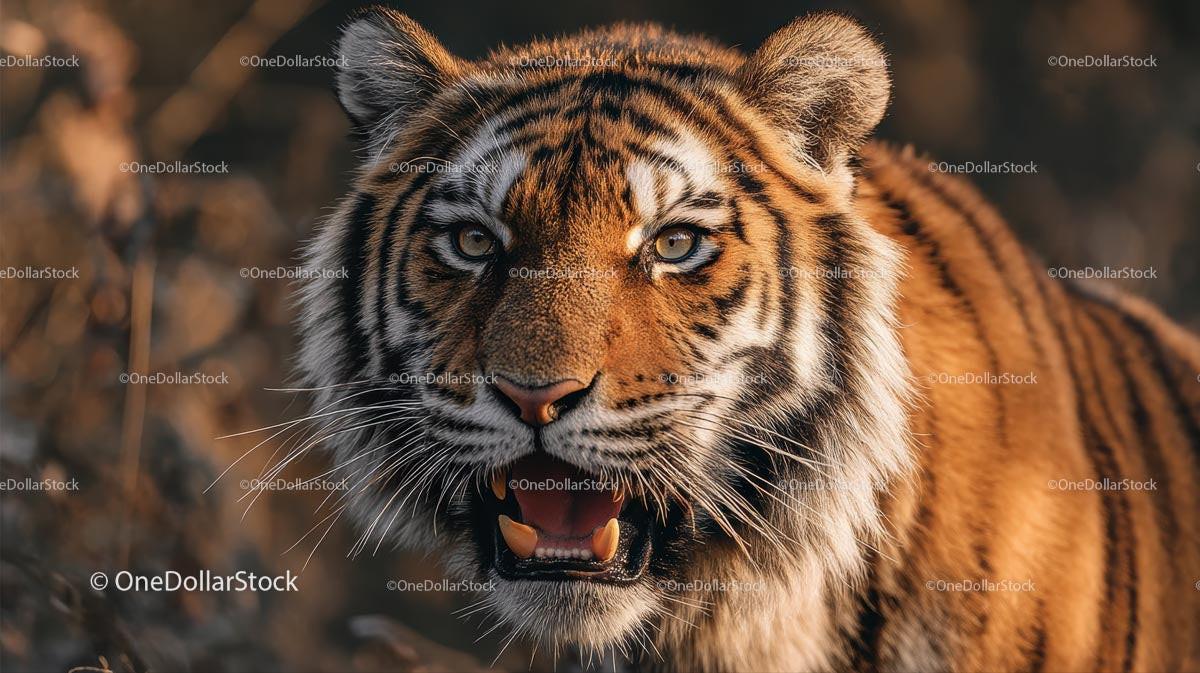 Majestic Tiger in Wilderness Close-Up