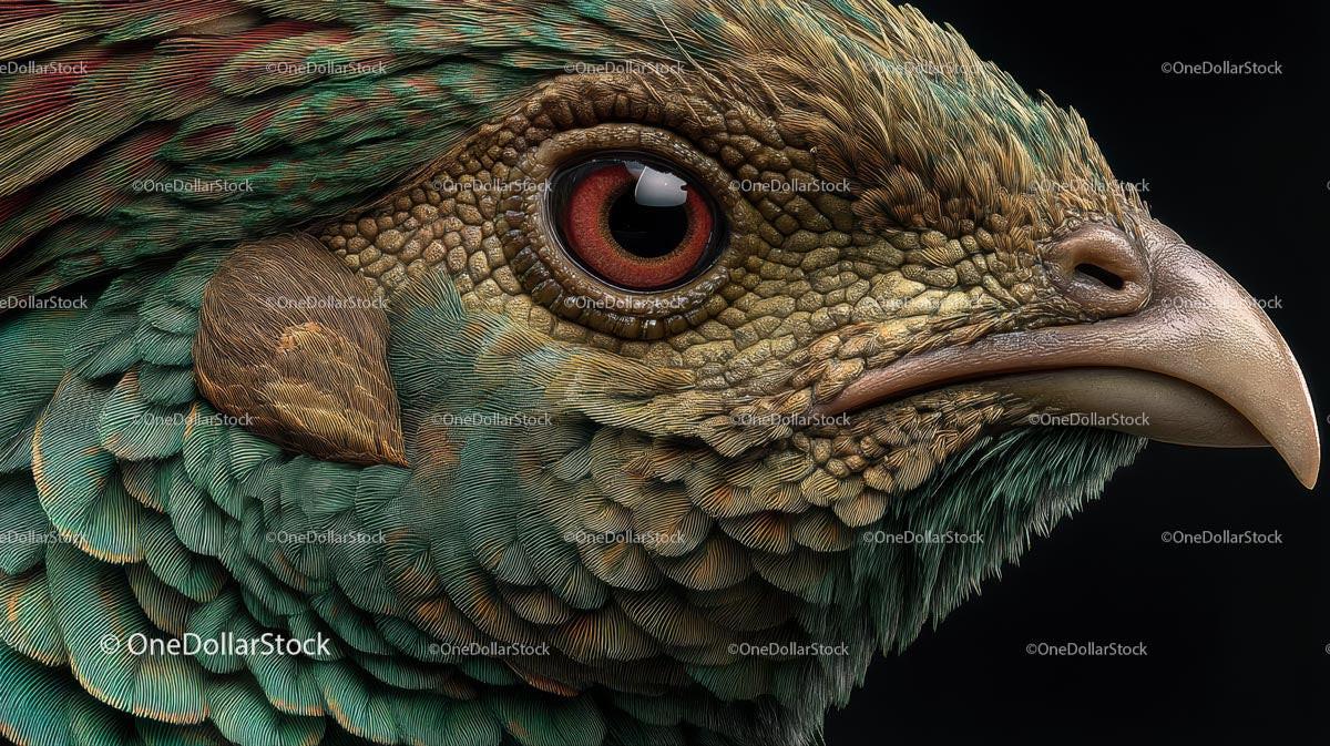 Close-Up of Exotic Bird with Vibrant and Detailed Plumage