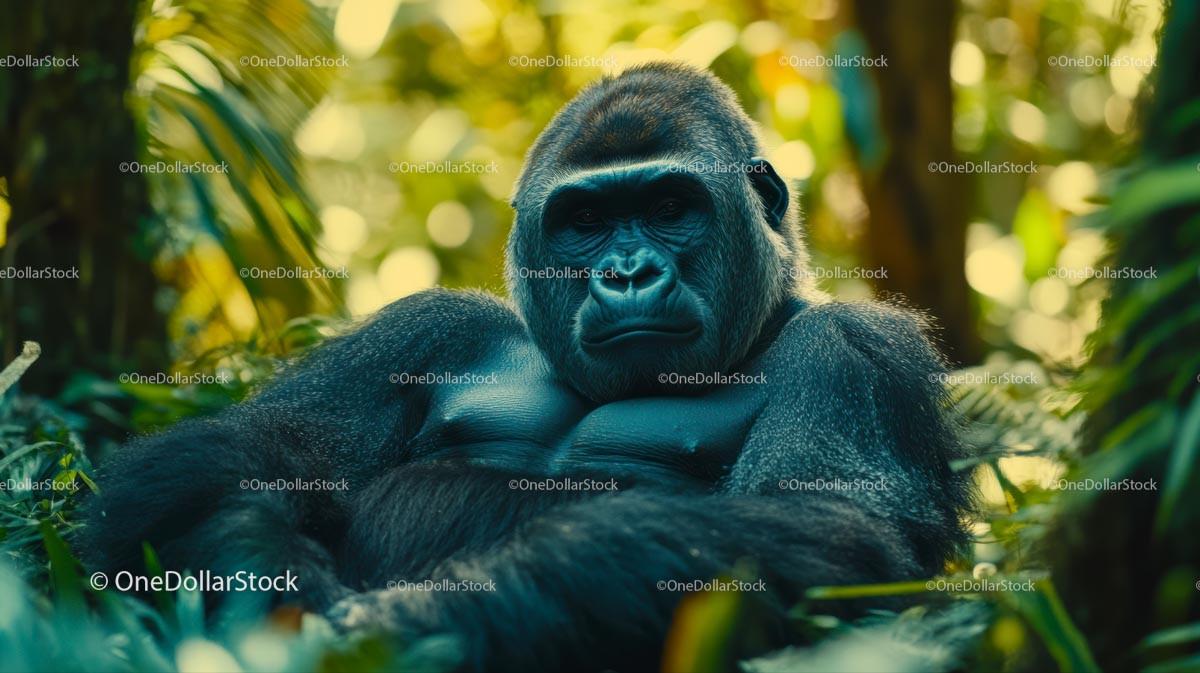 Majestic Gorilla in a Lush Tropical Jungle