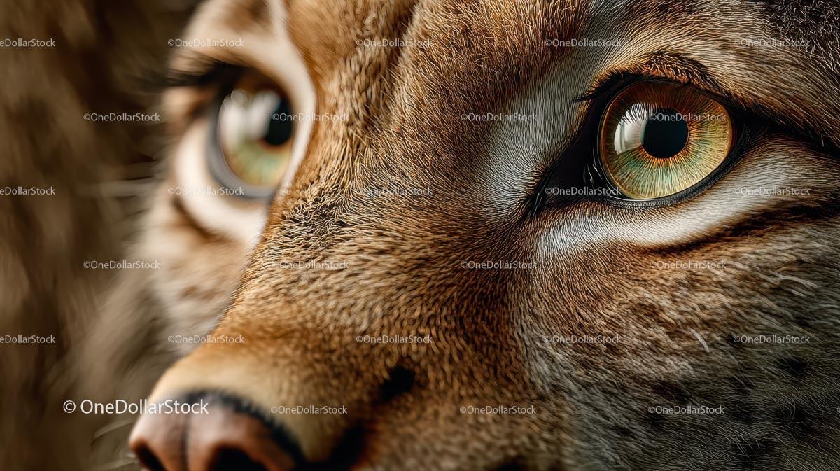 Close-Up of Feline Eyes with Detailed Fur