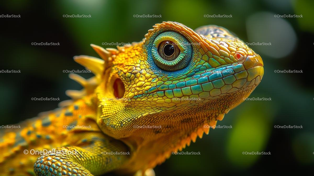 Vibrant Chameleon Close-Up with Colorful Patterns
