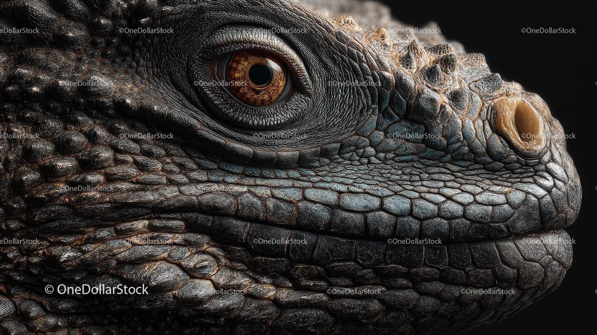 Close-Up of Detailed Lizard Eye and Scales