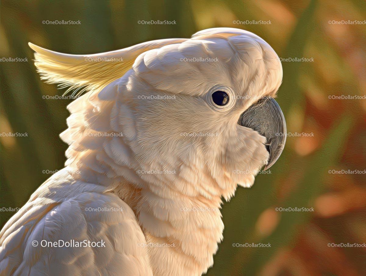 Elegant Cockatoo in Warm Lighting Close-Up