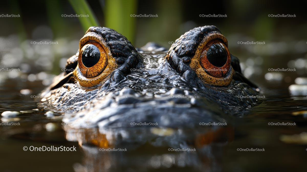 Crocodile Eyes Peering Above Water Surface