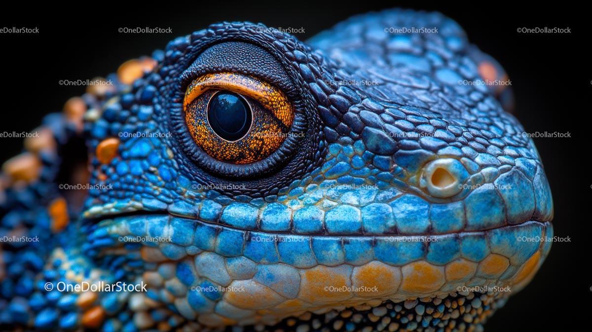 Close-Up of Blue Scaled Lizard with Vibrant Eye