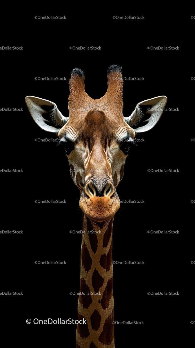 Majestic Giraffe Portrait on Black Background