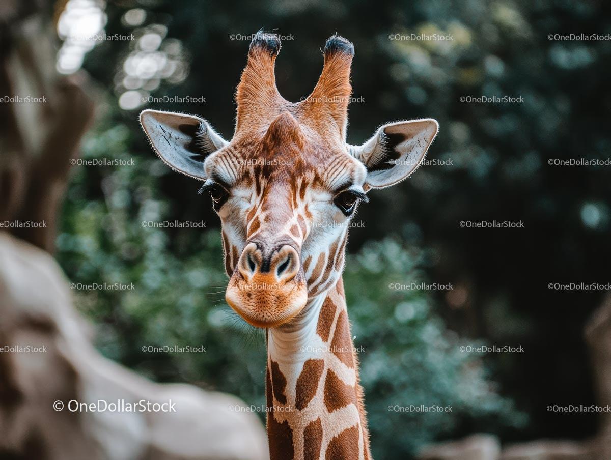 Close-Up Portrait of a Giraffe in Natural Habitat