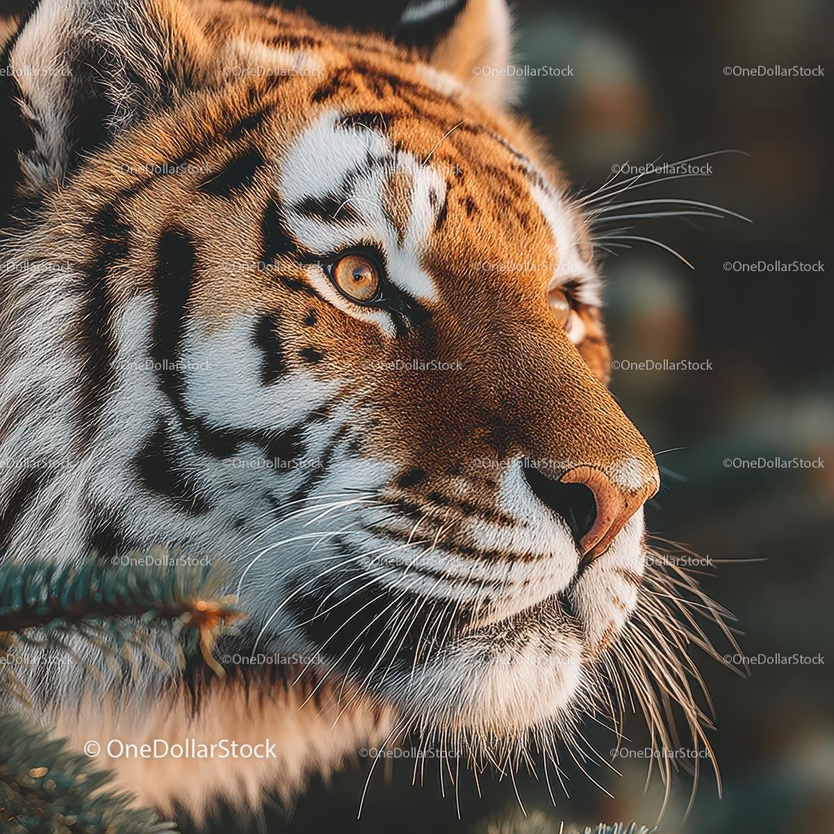 Close-Up of Majestic Tiger in Natural Habitat