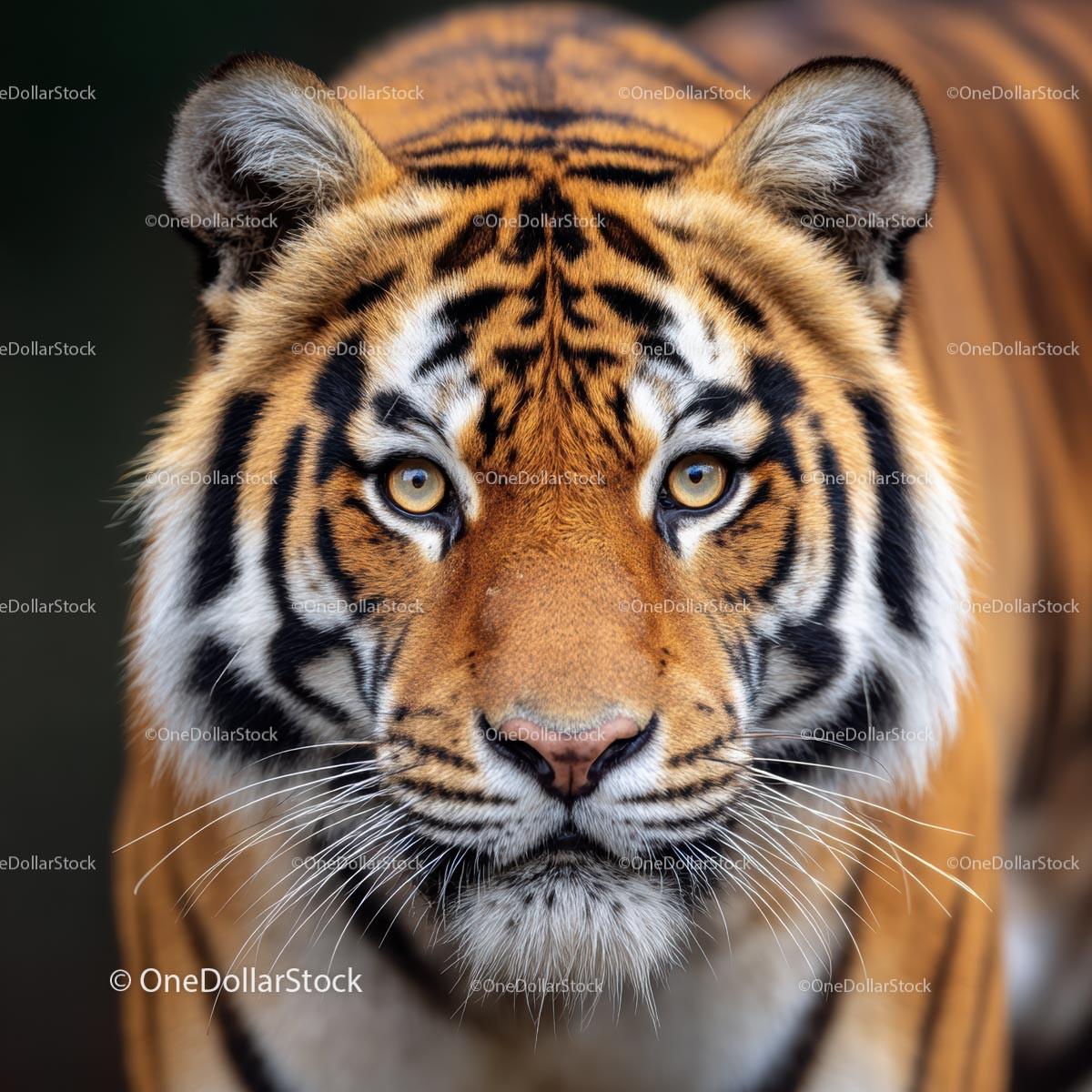 Close-Up of Majestic Siberian Tiger in Natural Habitat