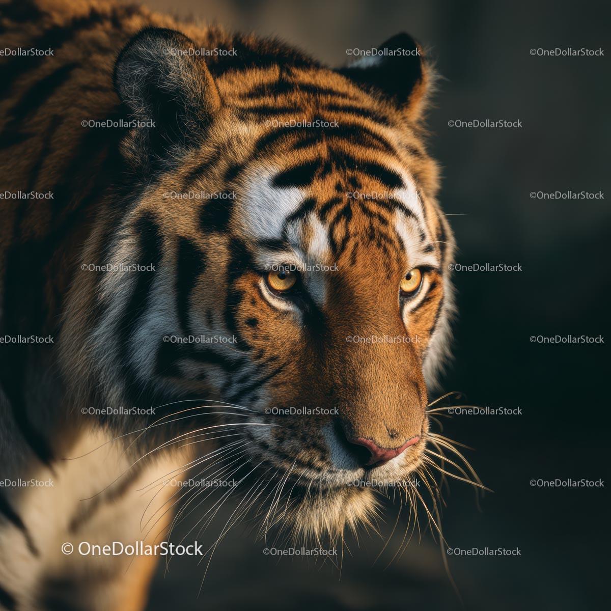 Majestic Tiger with Intense Gaze in Natural Habitat