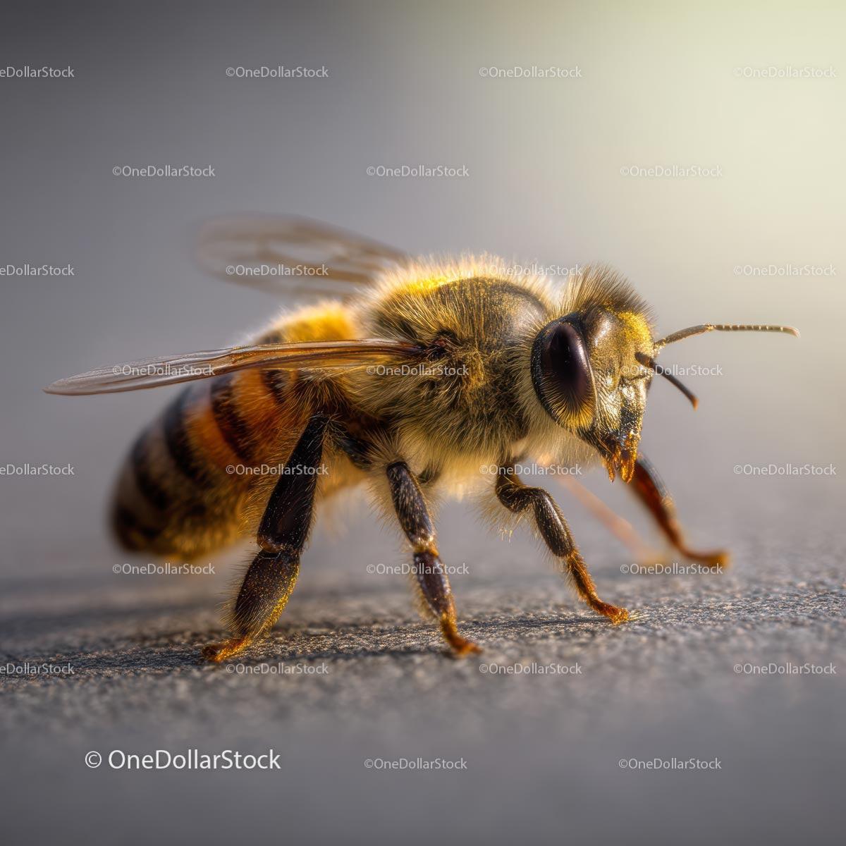 Detailed Close-Up of a Honeybee in Natural Light
