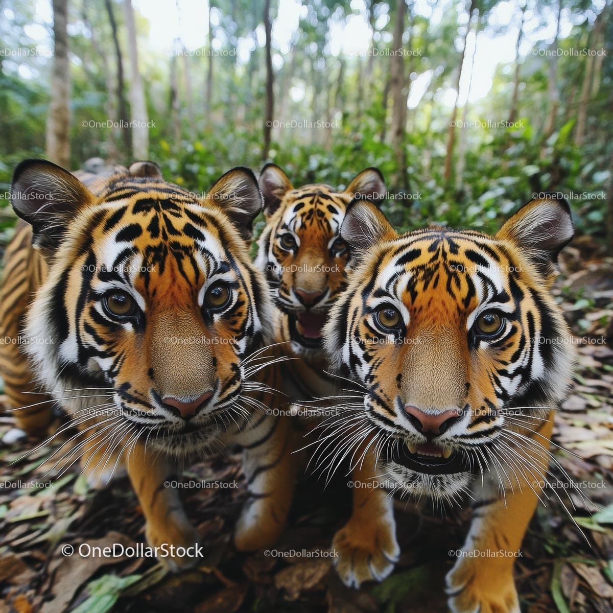 Close-Up of Tigers in Their Natural Jungle Habitat