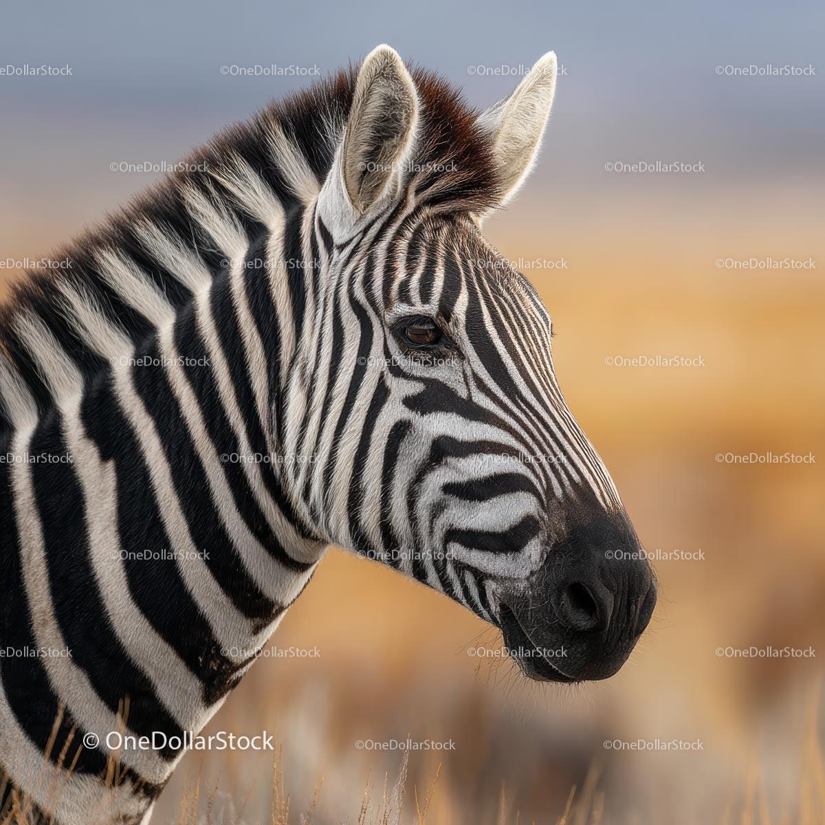 Close-Up of Zebra in Natural Habitat on African Savanna