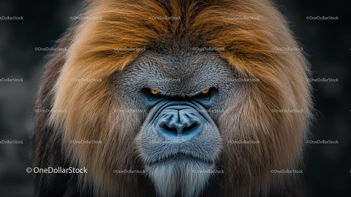 Intense Gorilla Stare with Majestic Mane