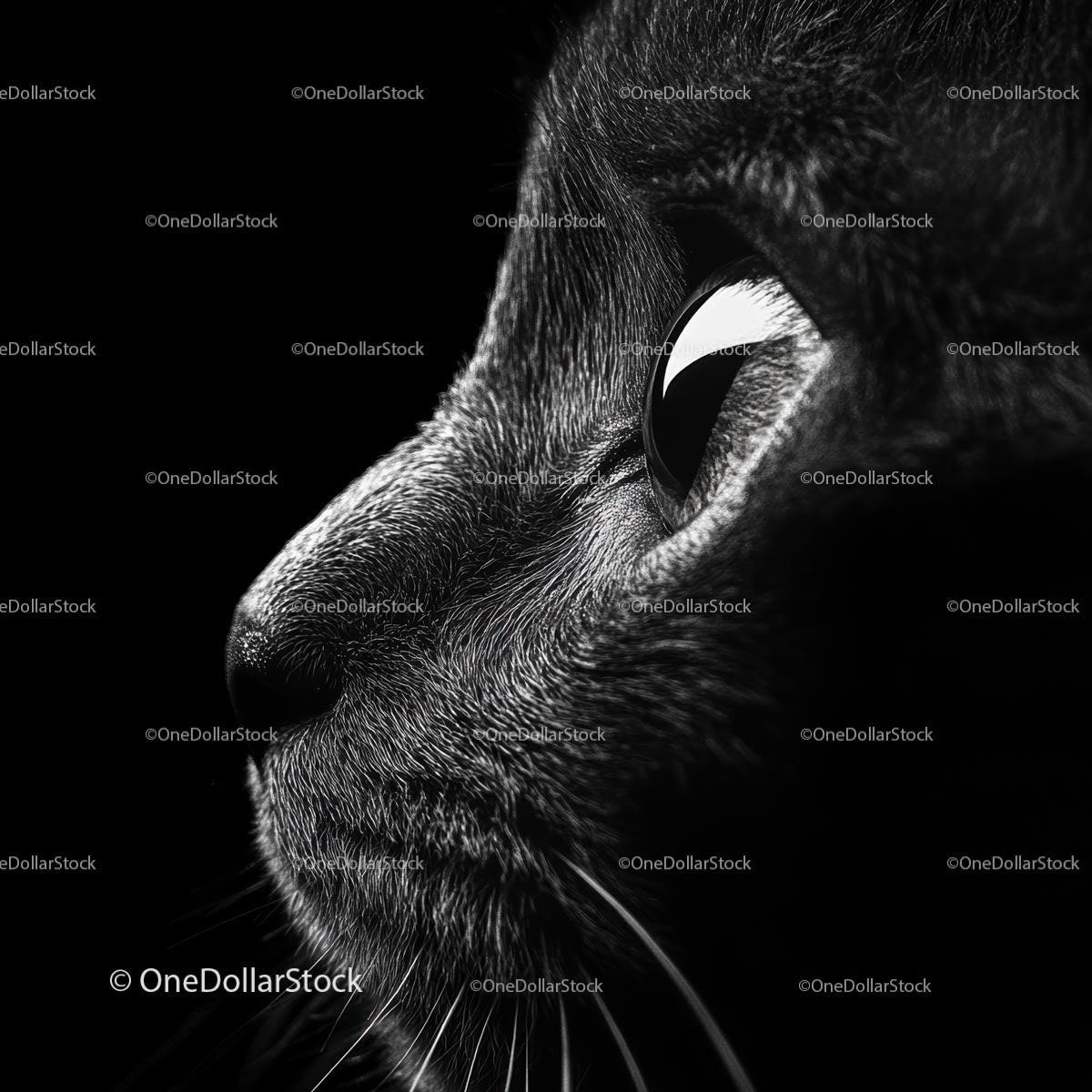 Close-Up of a Black Cat in Dramatic Lighting