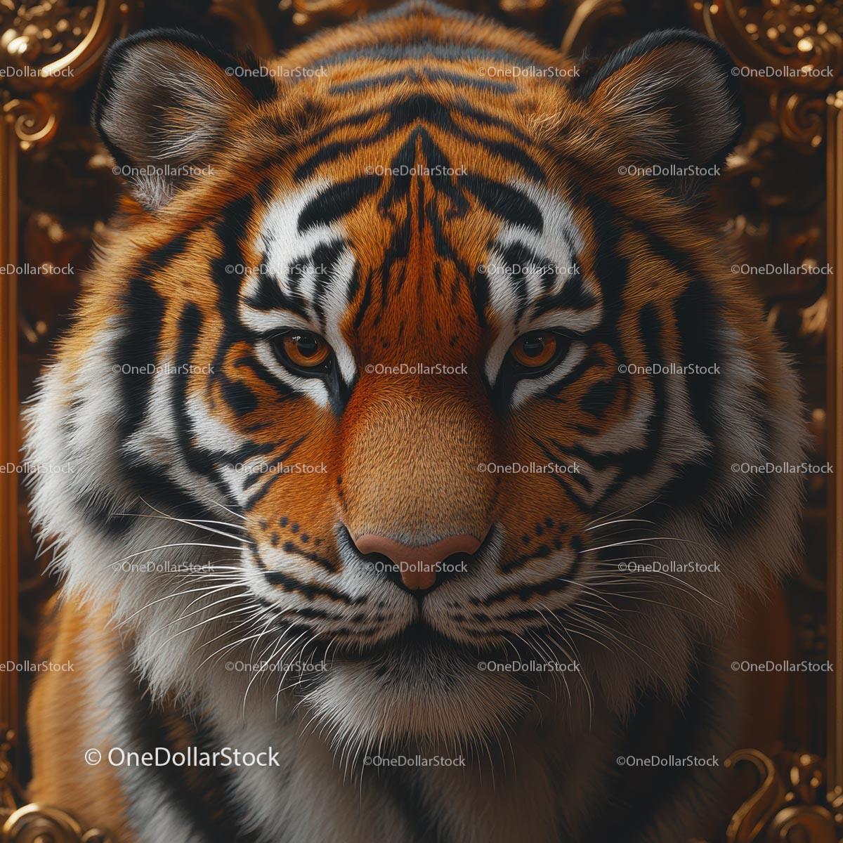 Majestic Tiger Close-Up with Striking Stripes