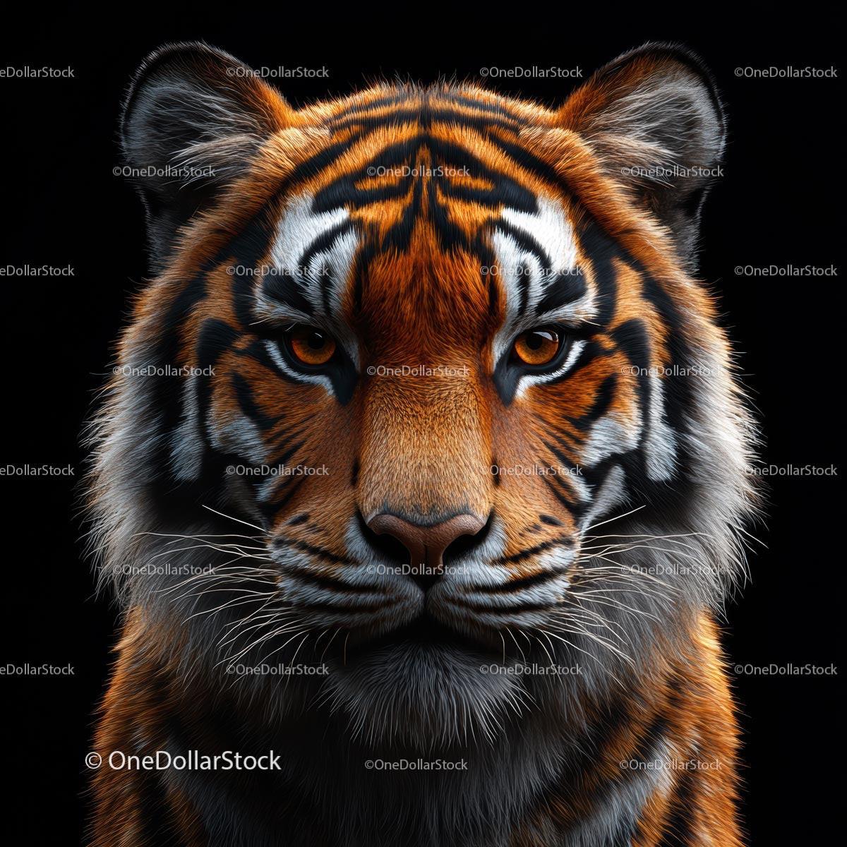 Majestic Bengal Tiger Staring Intensely in the Dark