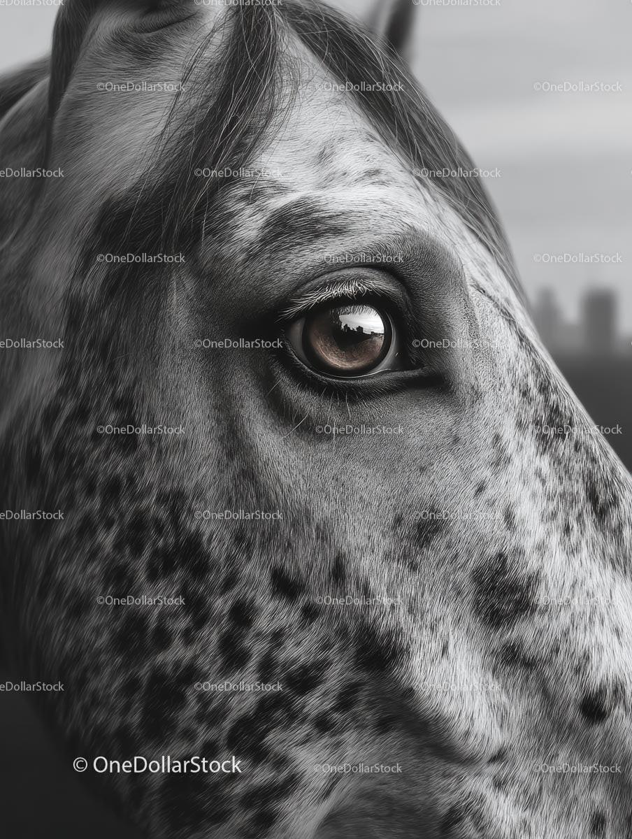 Close-Up of a Spotted Horse's Eye and Facial Detail