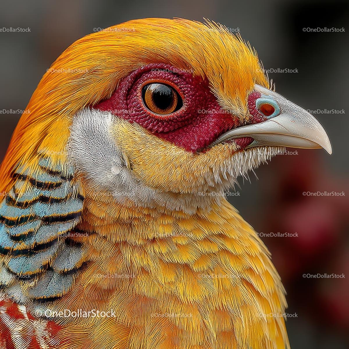 Golden Pheasant with Vibrant Plumage in Close-Up