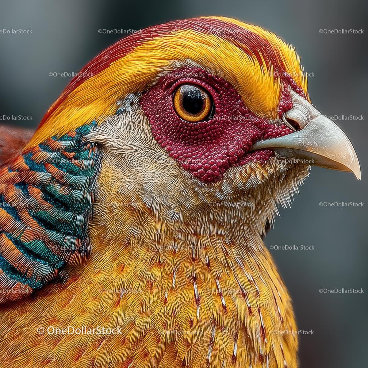 Vibrant Portrait of a Golden Pheasant with Colorful Plumage