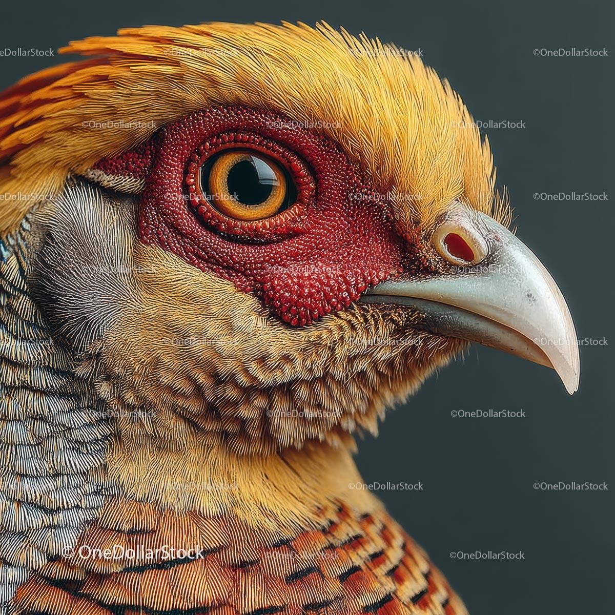 Golden Pheasant with Vibrant Feathers Close-Up