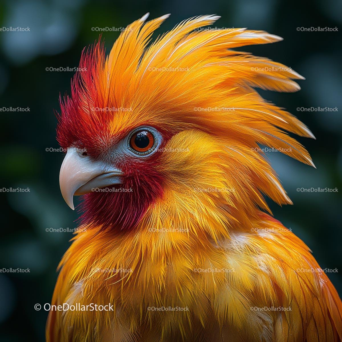 Close-Up of a Vibrant Golden Pheasant with Colorful Plumage