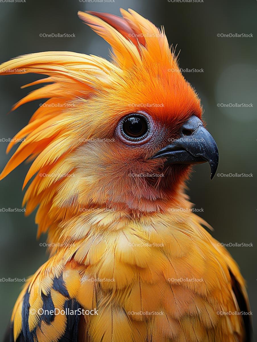 Close-up of Vibrant Orange and Yellow Tropical Bird