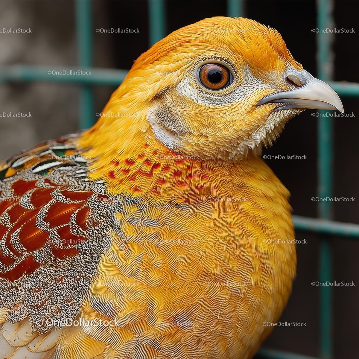 Close-Up of a Golden Pheasant with Vibrant Plumage