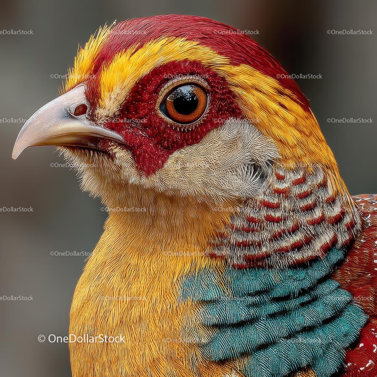 Close-up of a Colorful Golden Pheasant