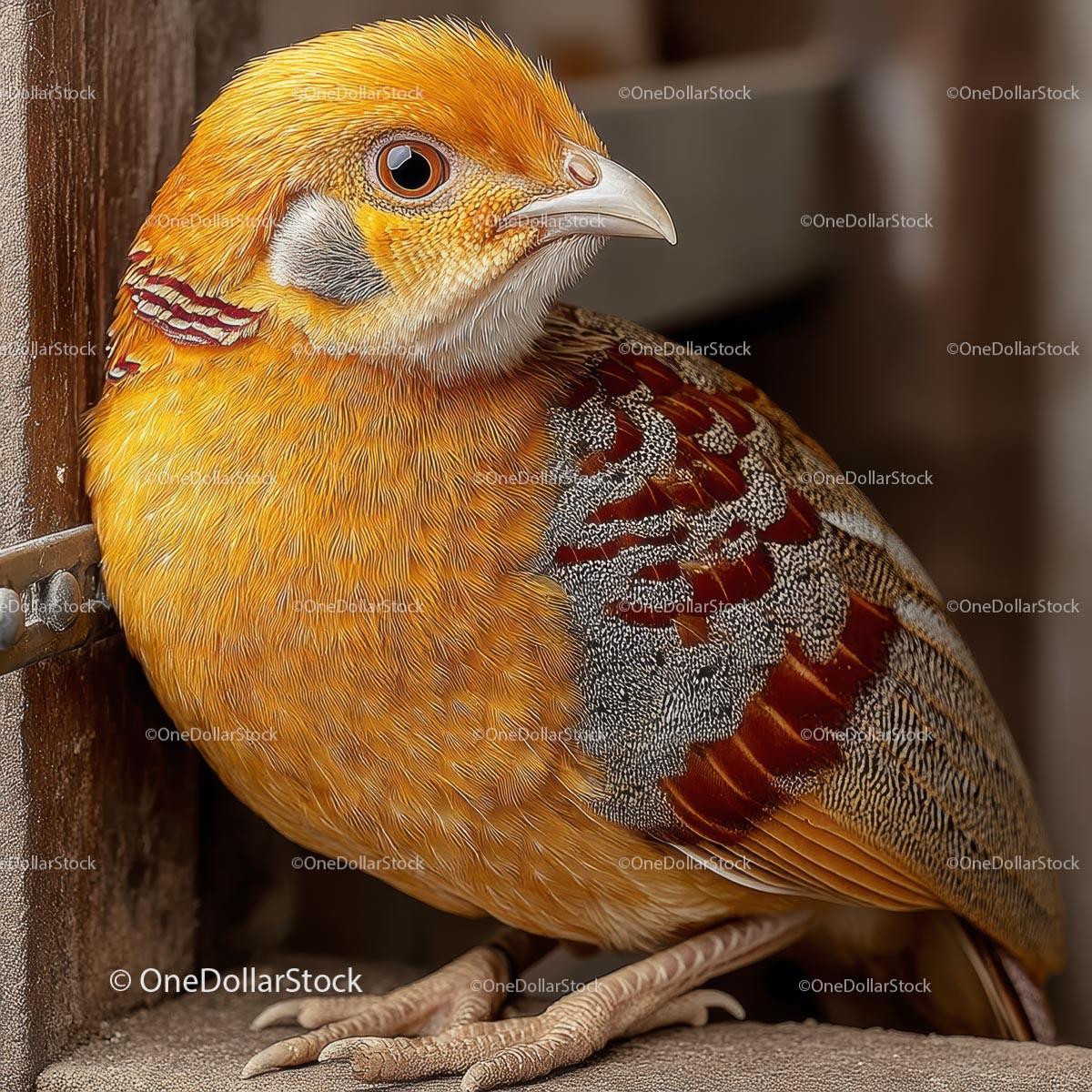 Golden Pheasant with Vibrant Feathers in Close-Up