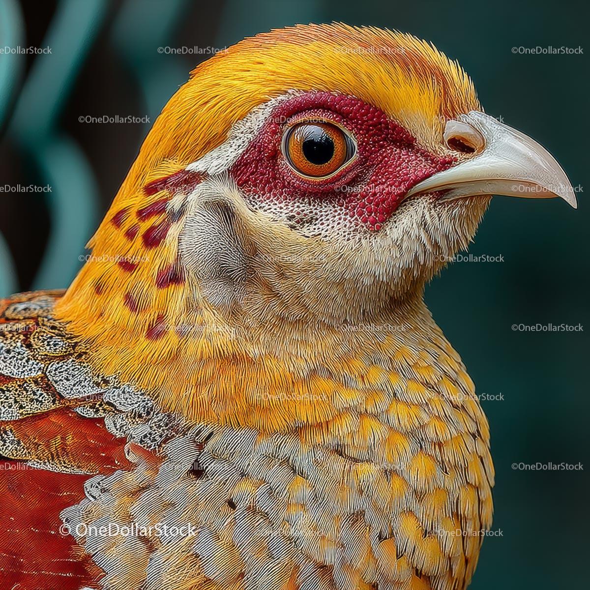Golden Pheasant with Vibrant Plumage Close-Up