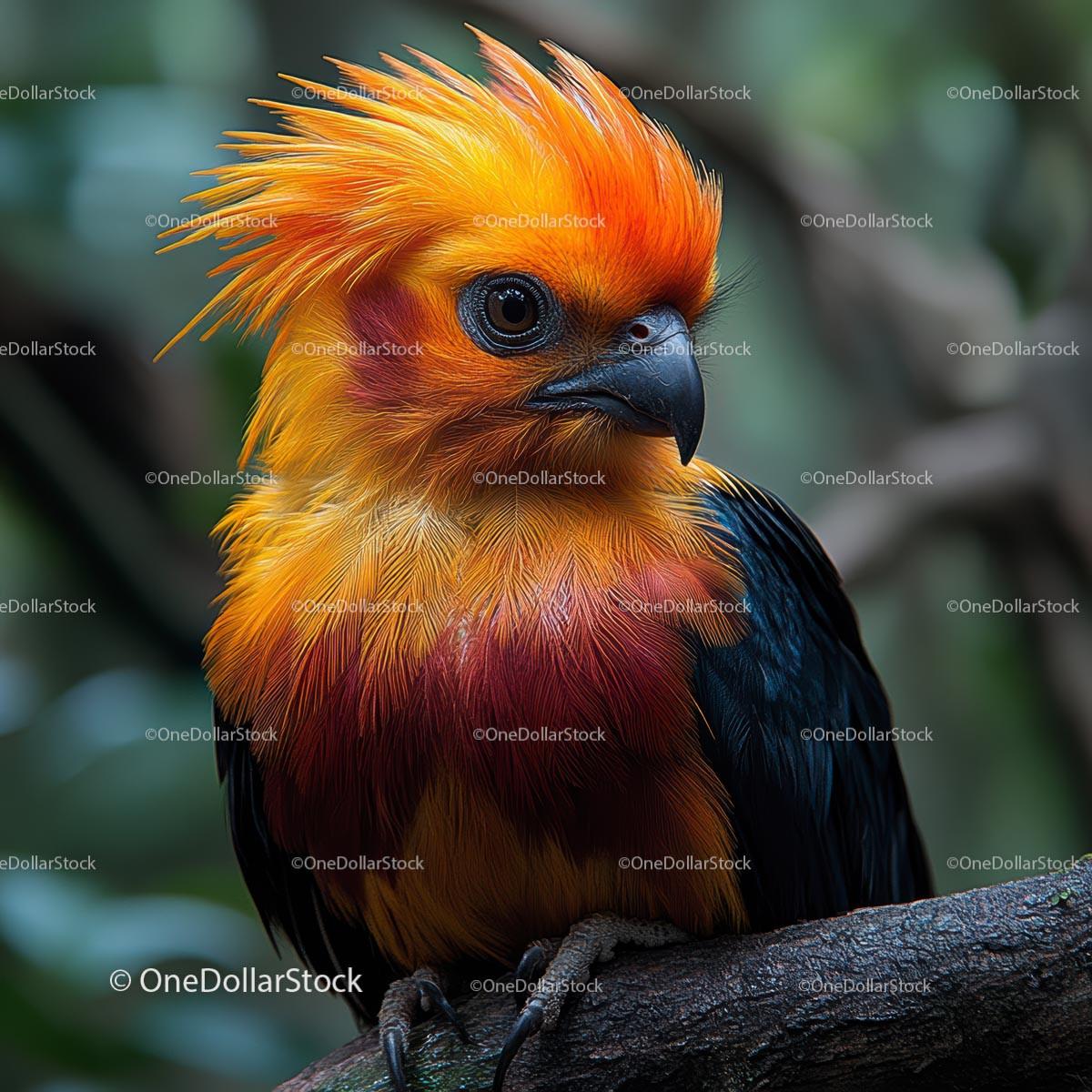Vibrant Bird with Bright Orange Plumage in Natural Habitat