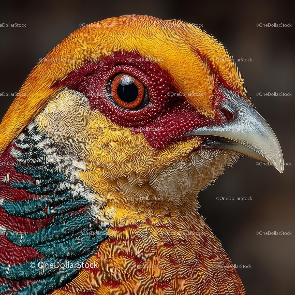 Close-up of a Colorful Pheasant with Vibrant Plumage