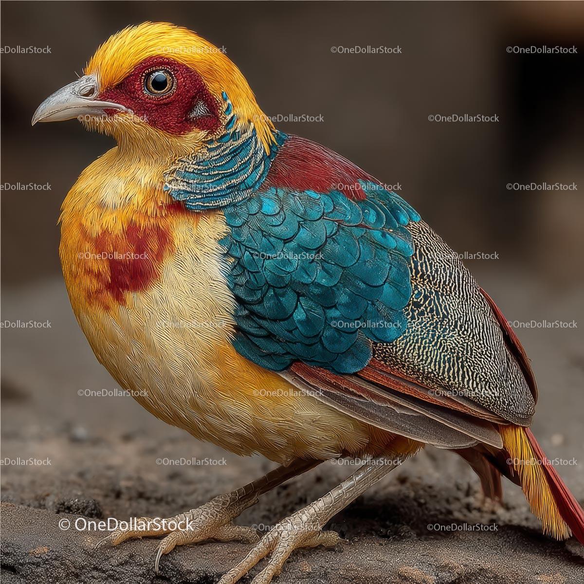 Colorful Exotic Bird with Vibrant Blue and Yellow Feathers