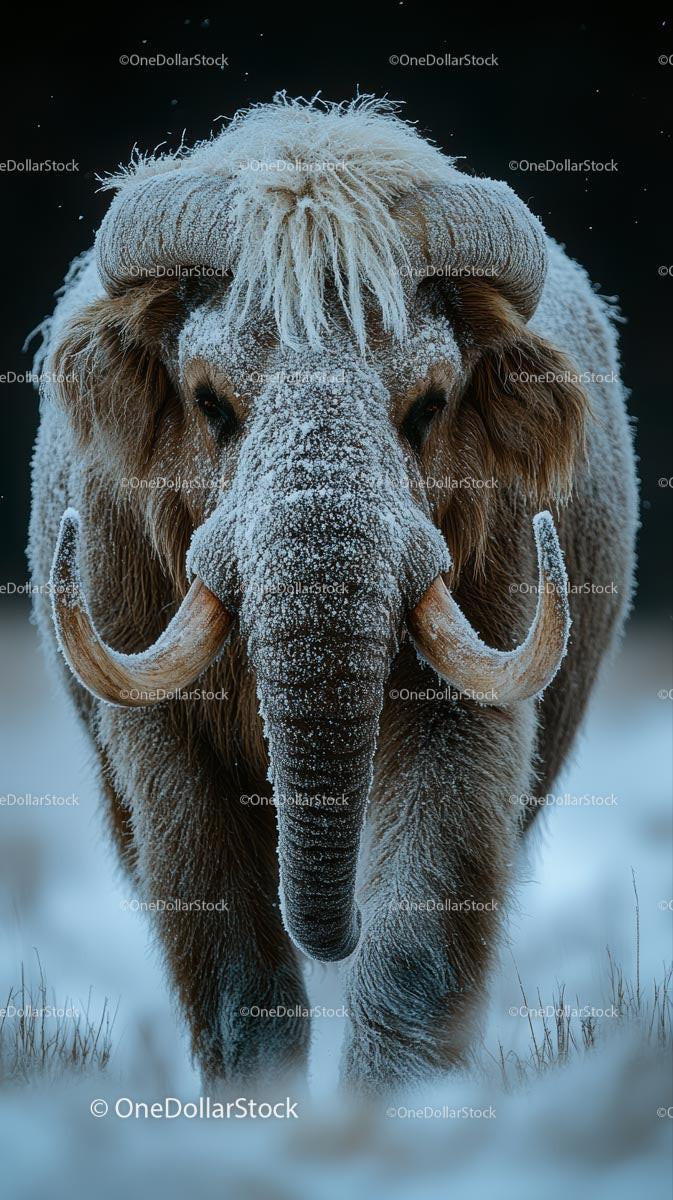 Woolly Mammoth in a Frosty Landscape