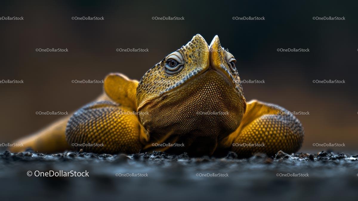 Close-Up of a Yellow Lizard with Distinctive Scales