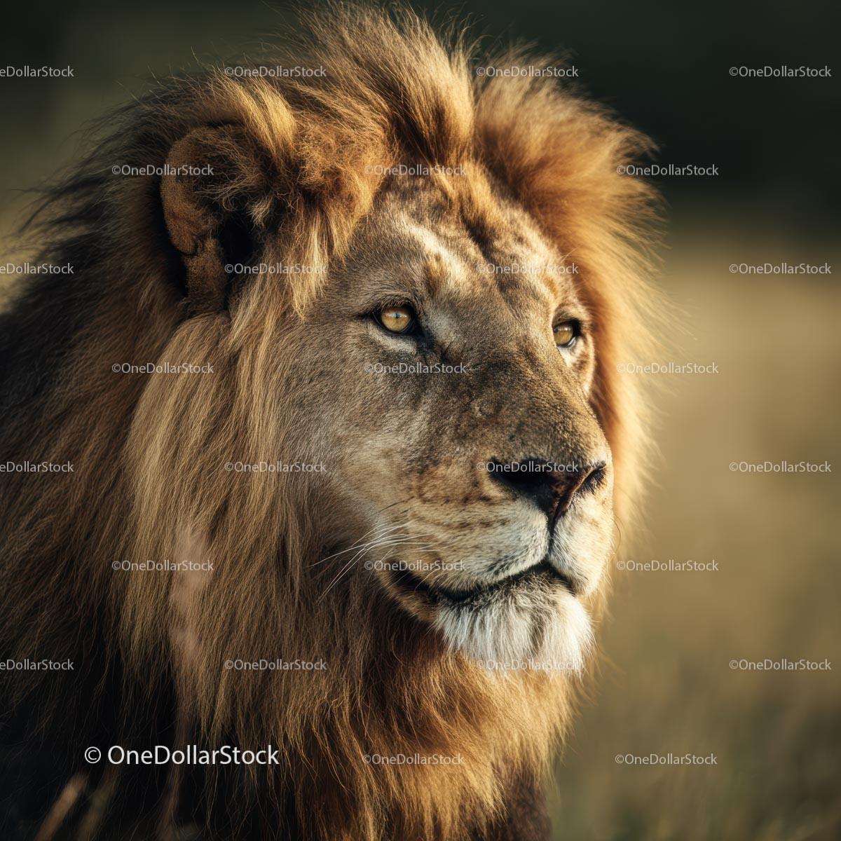 Majestic Lion in the Golden Savannah