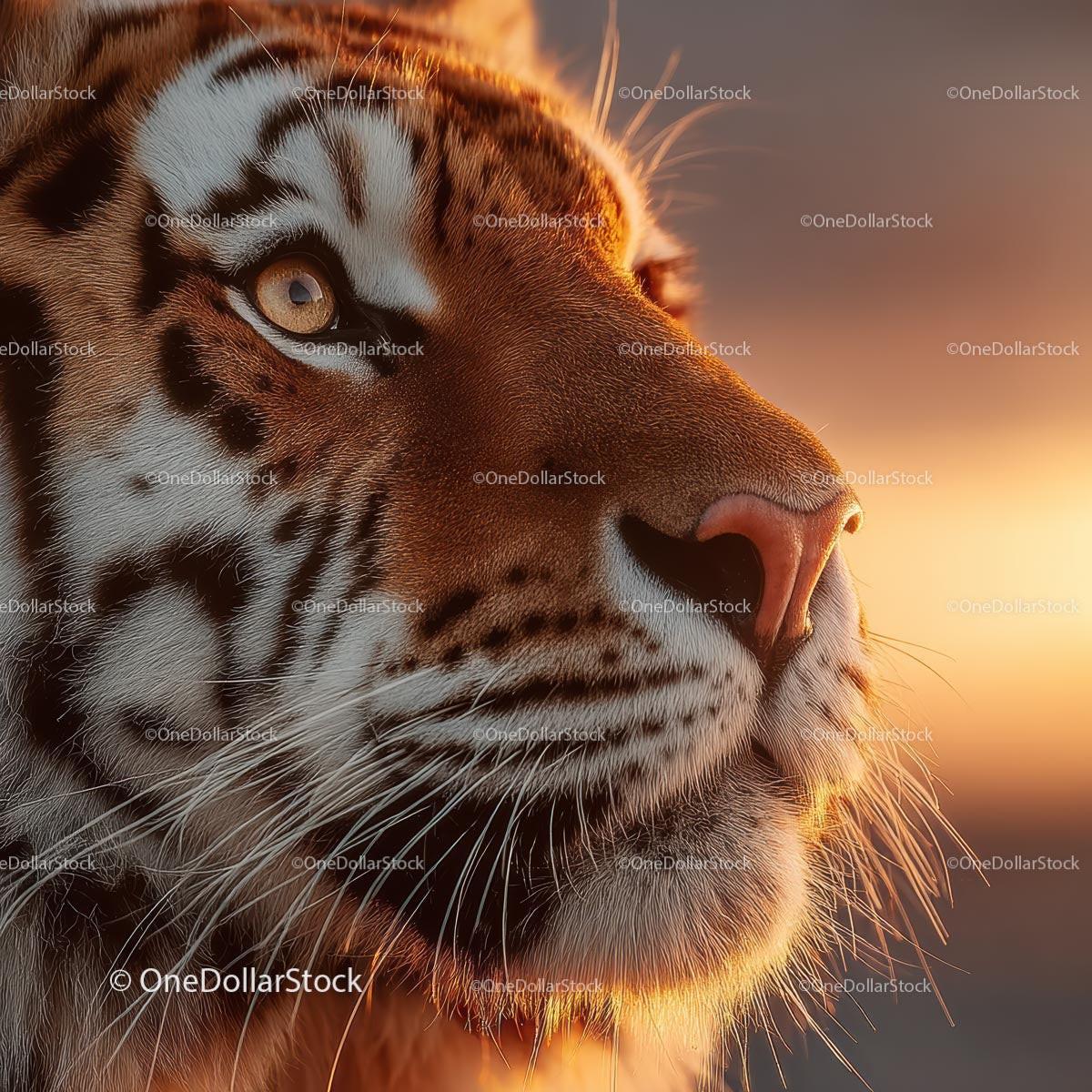 Majestic Tiger at Sunset Close-up