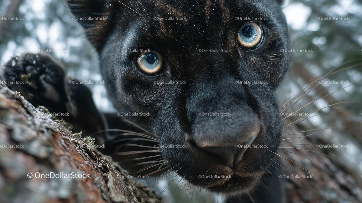Close-Up of a Black Panther's Intense Gaze
