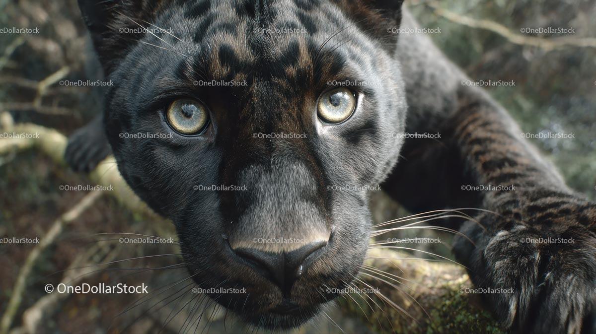 Close-Up of a Black Panther's Intense Gaze