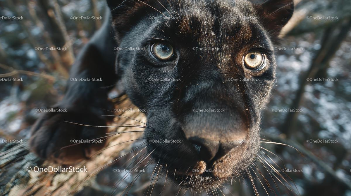 Close-Up of Intense Black Panther in Natural Habitat