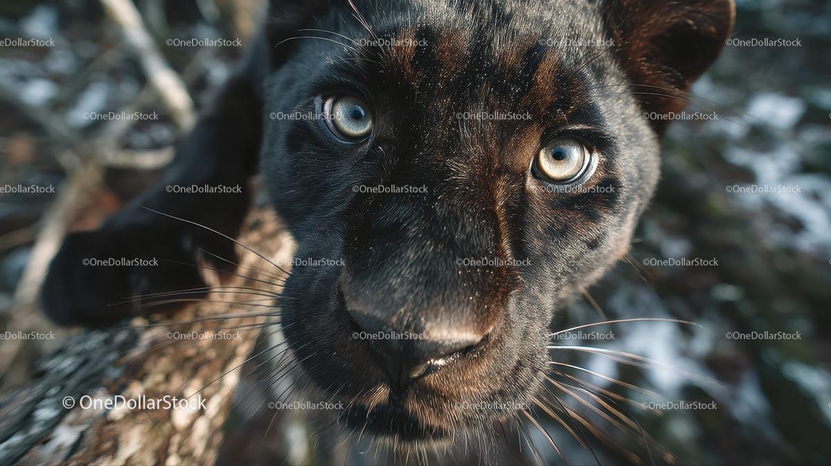 Close-Up of a Black Panther with Intense Gaze