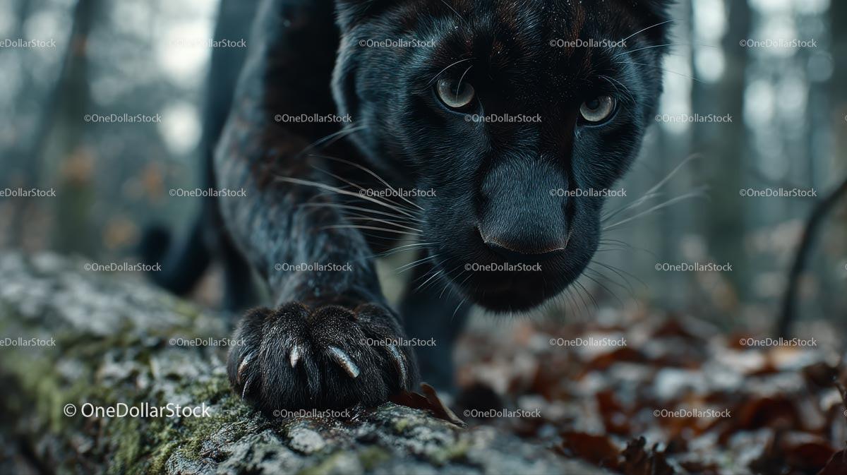Majestic Black Panther Stepping Through Forest
